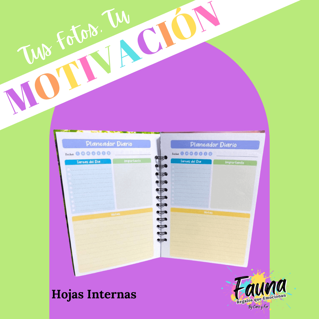 Agenda premium de 80 hojas personalizada con foto portadas - Fauna Regalos que emocionan