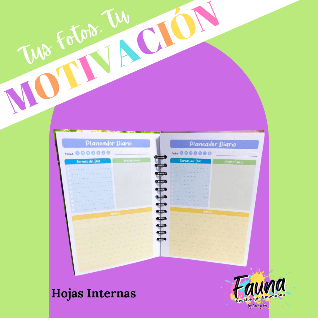 Agenda premium de 80 hojas personalizada con foto portadas - Fauna Regalos que emocionan