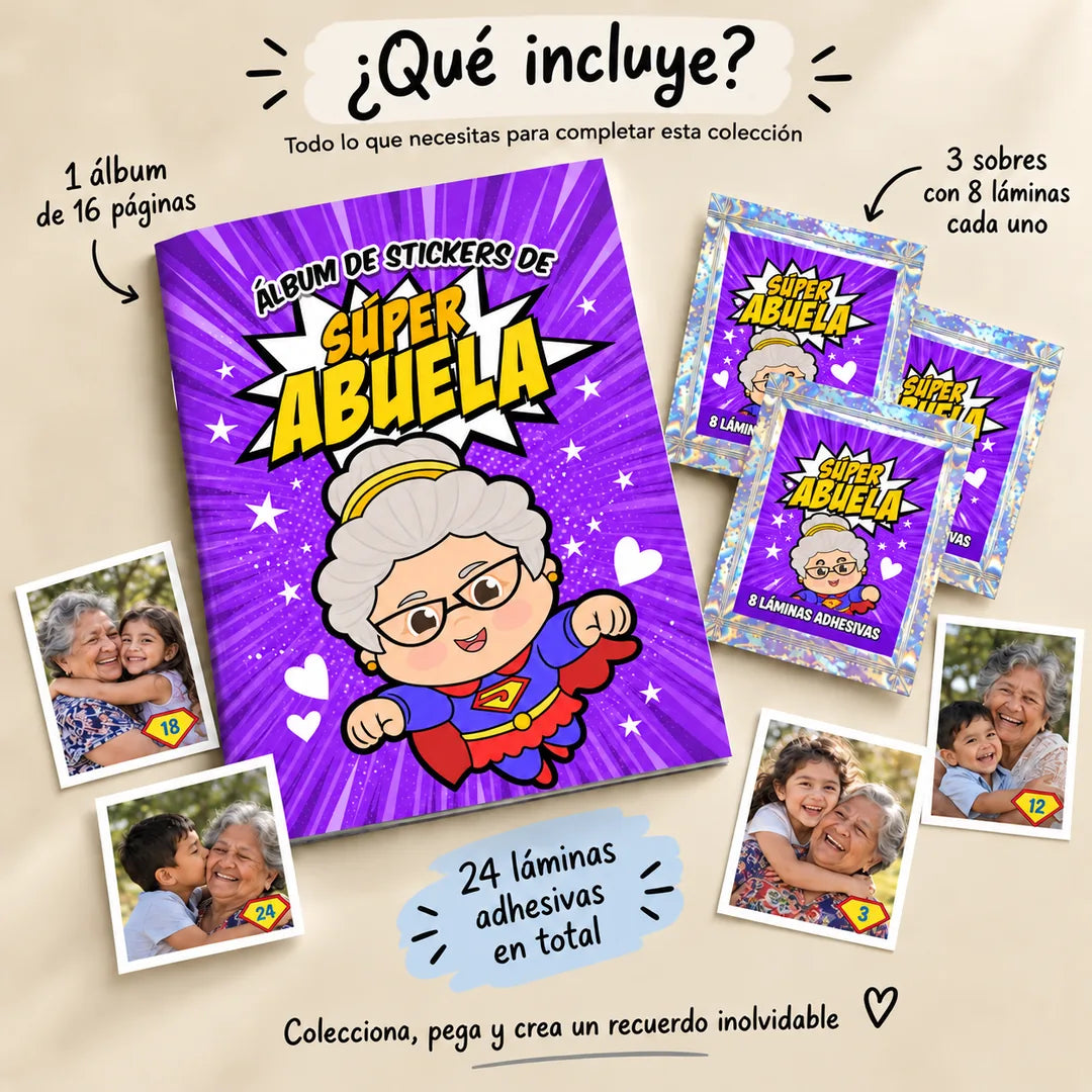 Contenido del álbum Súper Abuela con la portada actualizada