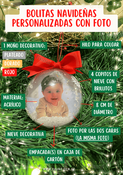 Bolas de Navidad Personalizadas con Foto (9 Bolitas) - Fauna Regalos Personalizados