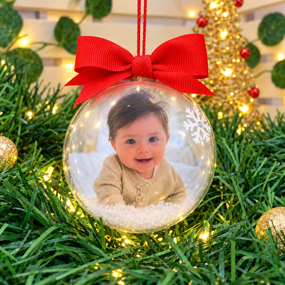Bolita Navideña Premium con Foto Personalizada x 1 und
