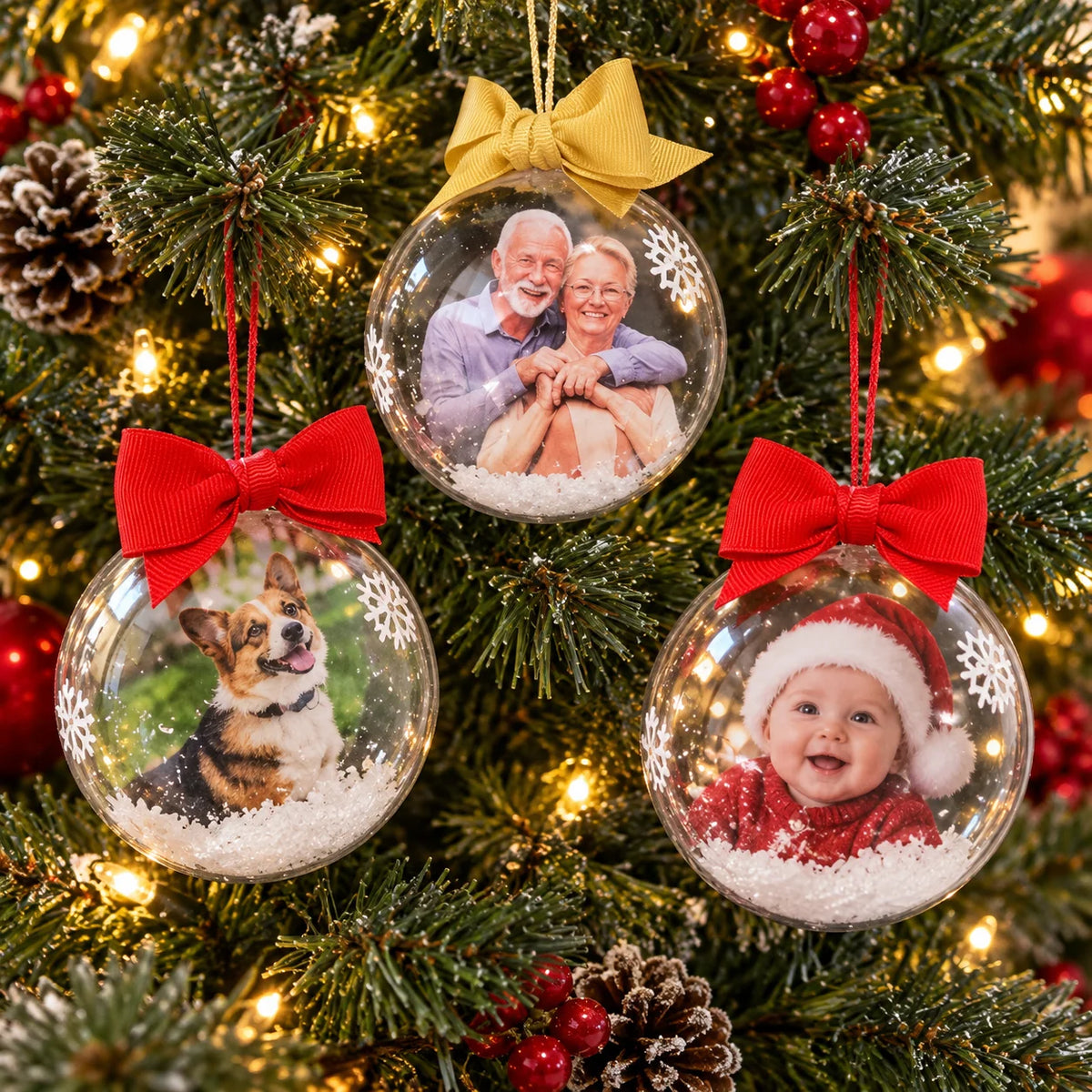 Bolitas Navideñas Premium con Foto Personalizadas x 3 und
