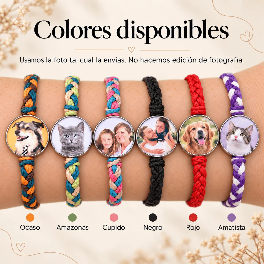 3 Pulseras Tejidas a Mano con Foto Personalizadas