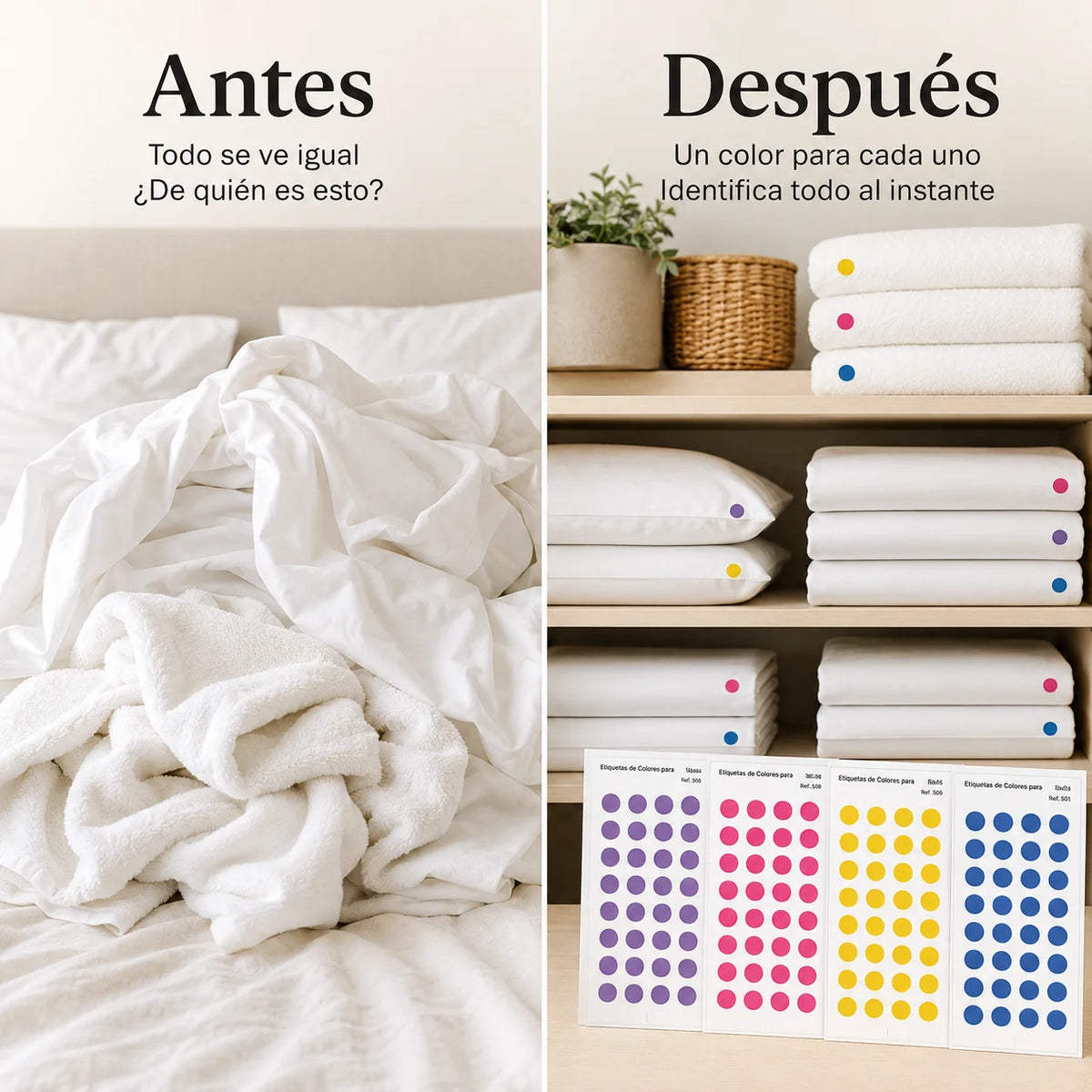 Etiquetas de Colores para Sábanas y Toallas