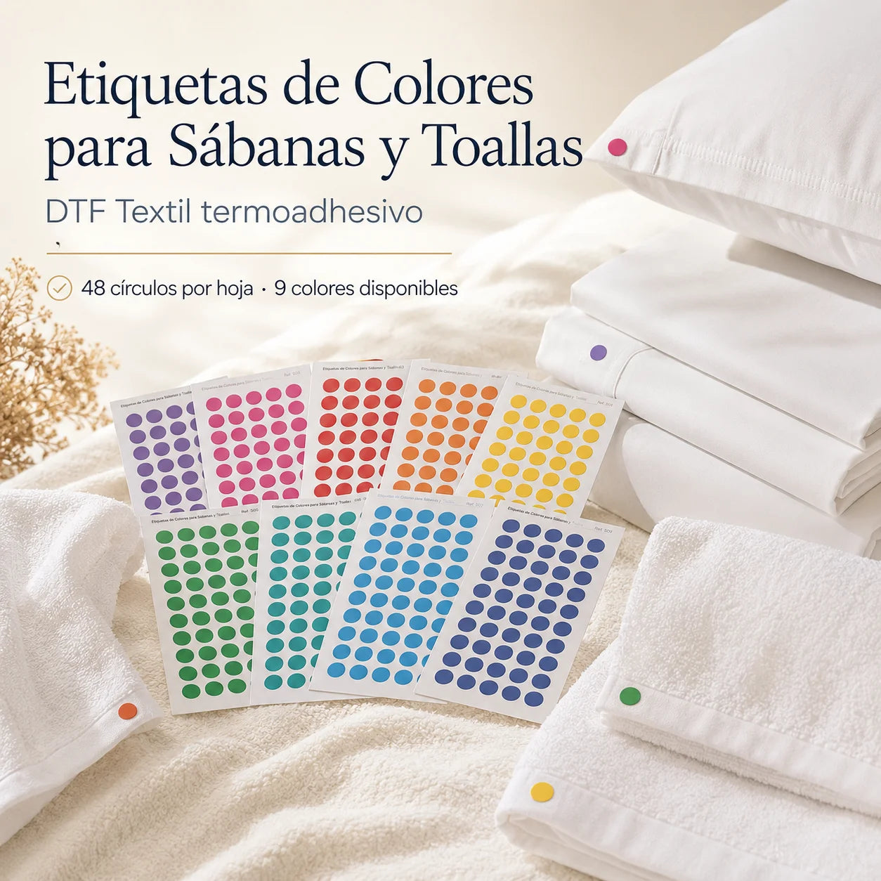 Etiquetas de Colores para Sábanas y Toallas