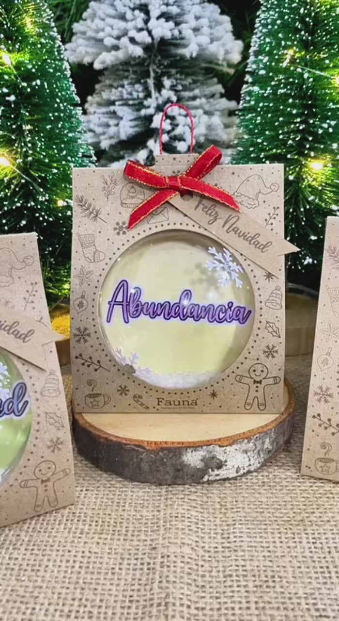 Bolitas Navideñas Premium con palabras de Buenos Deseos x 3 und