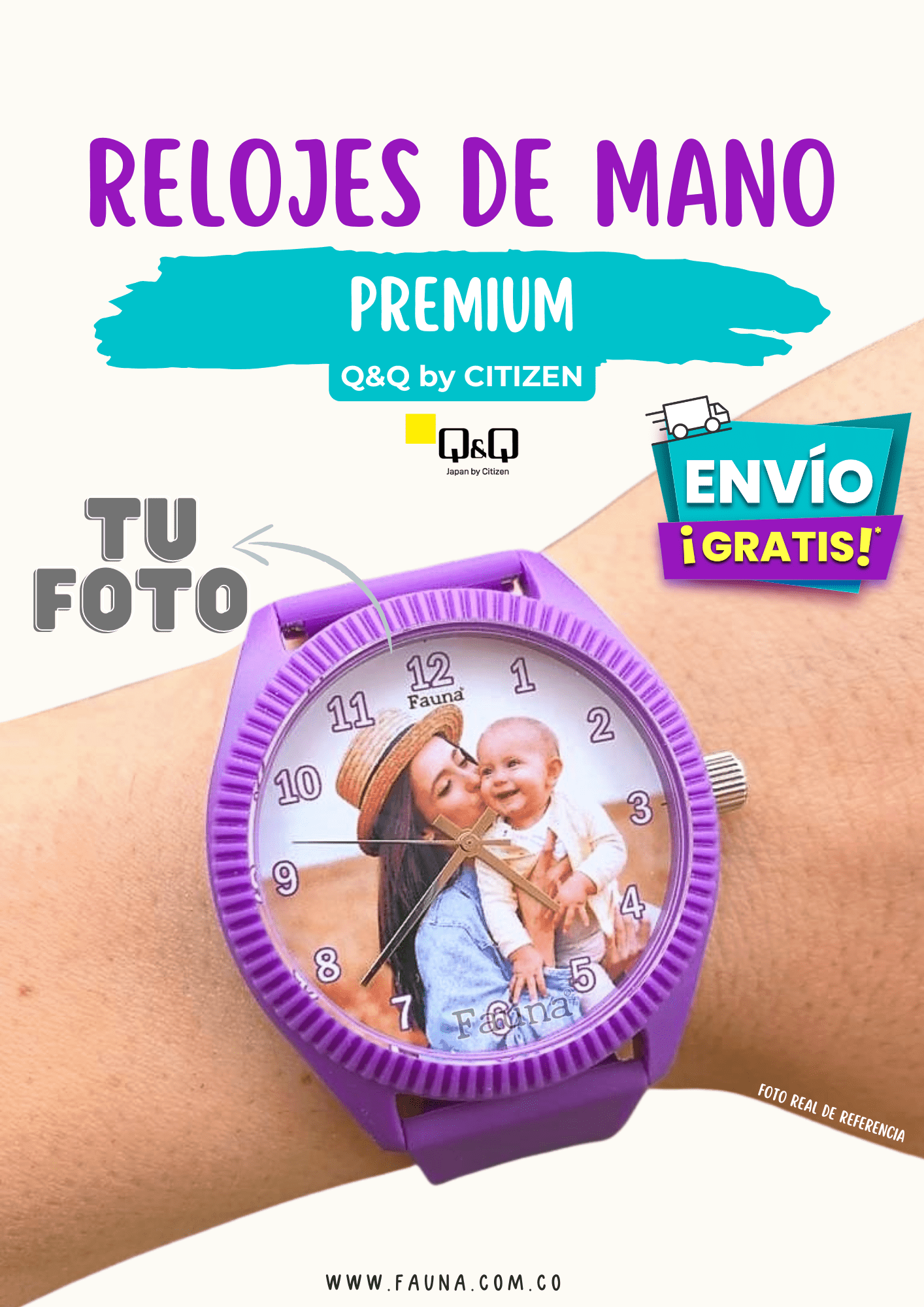 Reloj Premium Personalizado (1 Reloj) Q&Q by Citizen - Fauna Regalos Personalizados